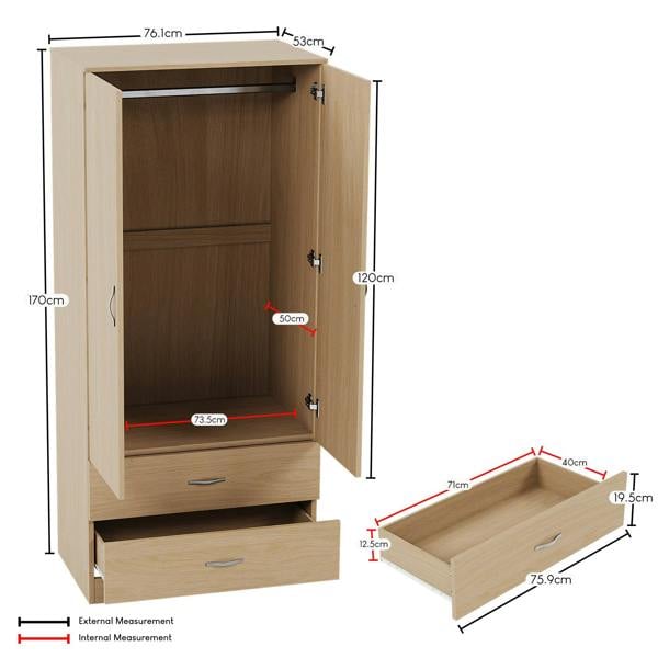 Vida Designs Riano 2 Door 2 Drawer Wardrobe