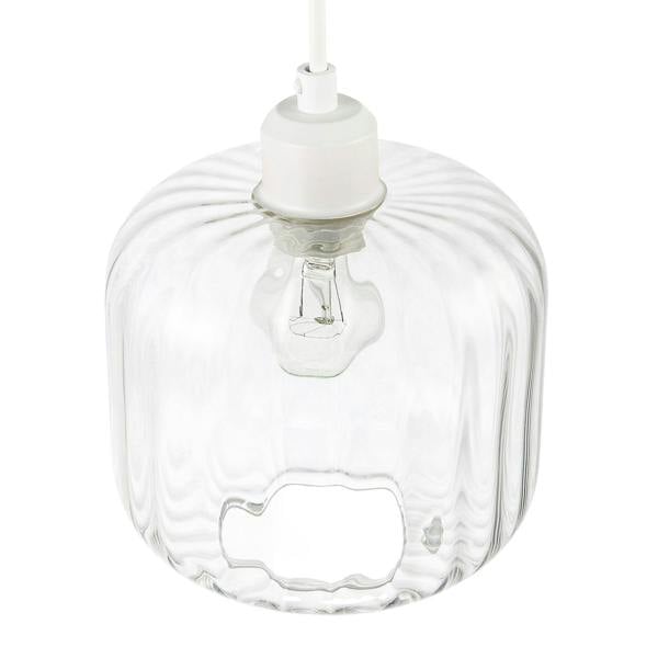 Contemporary Transparent Glass Wide Ribbed Square Pendant Light Shade Image 3