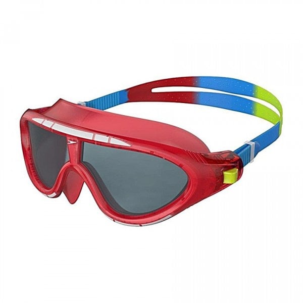 Speedo Childrens Rift Smoke Biofuse Swimming Goggles - Lava Red/Japan Blue/Green