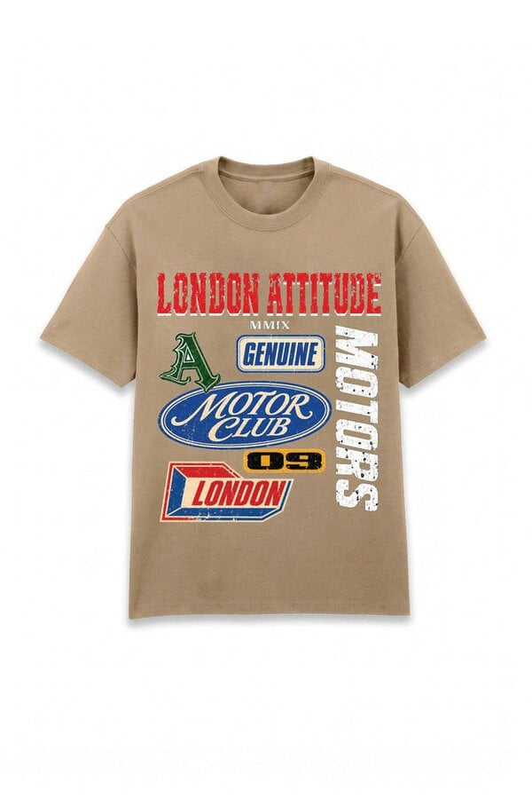 London Attitude Oversized Heavyweight Vintage Racing T-Shirt