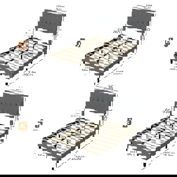 Levede Bed Frame Upholstered Linen Fabric Headboard Wooden Slat Double King Size