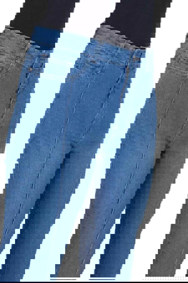 Paulo Due Womens High Rise Flared Denim Jeans with Front Pintuck Detail