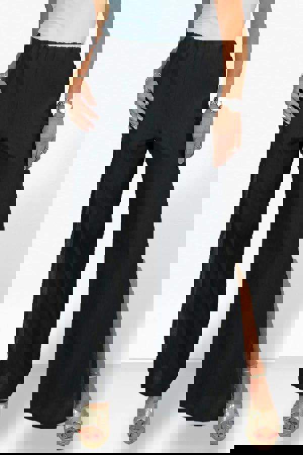 Paulo Due Women's Linen Look Wide Leg Split Hem Trousers