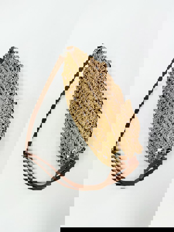 SVNX Straw Shoulder Bag with Frill Detail