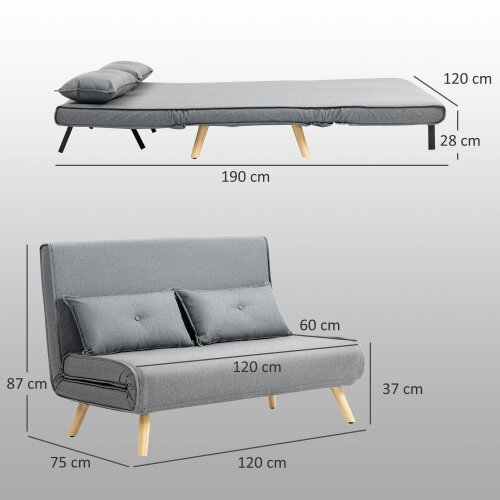 Wyld Haus Maba Linen Look Grey 2 Seater Sofa Bed