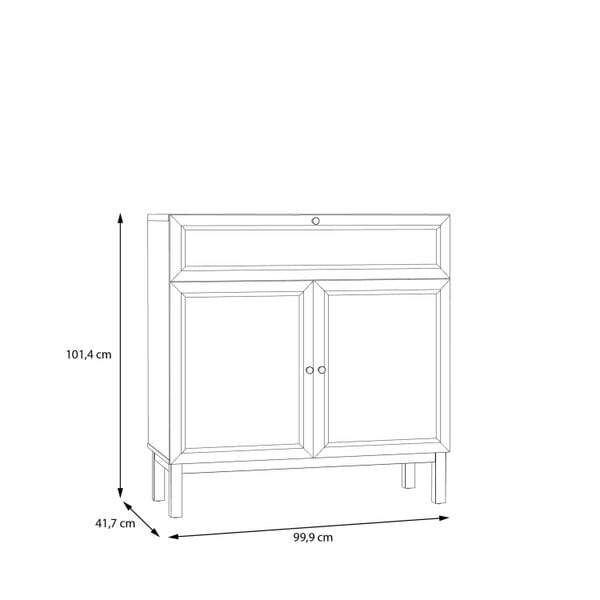 Wyld Haus Sofia Light Grey and Oak Wood 2 Door 1 Drawer Cabinet