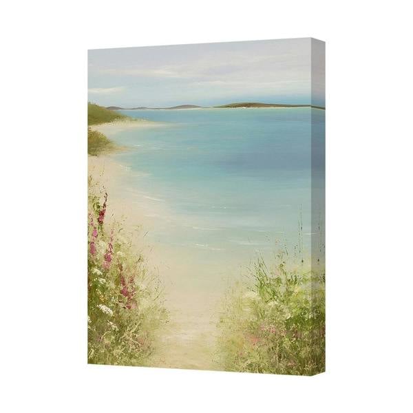 Benjamin Tate Design Serene Beach Path Canvas Wall Art Print Seascape Decor