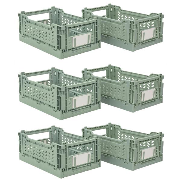 JVL STACKIT - Plastic Foldable Storage Crate - 4L - Green