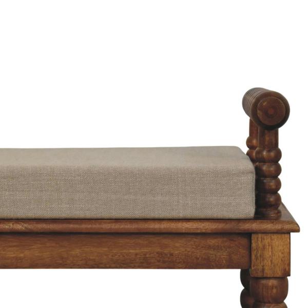 Artisan Furniture Solid Wood Spindle Amber Linen Bench