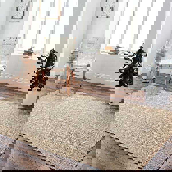 Livabliss Mirage-Cottage Tan Beige Fringe In- & Outdoor Jute-Look Rug