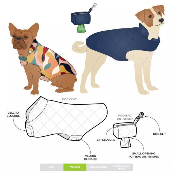 Style Arc Sewing Pattern Dog Coat & Poopy Bag - Coats, Bags for Pets - Intermediate