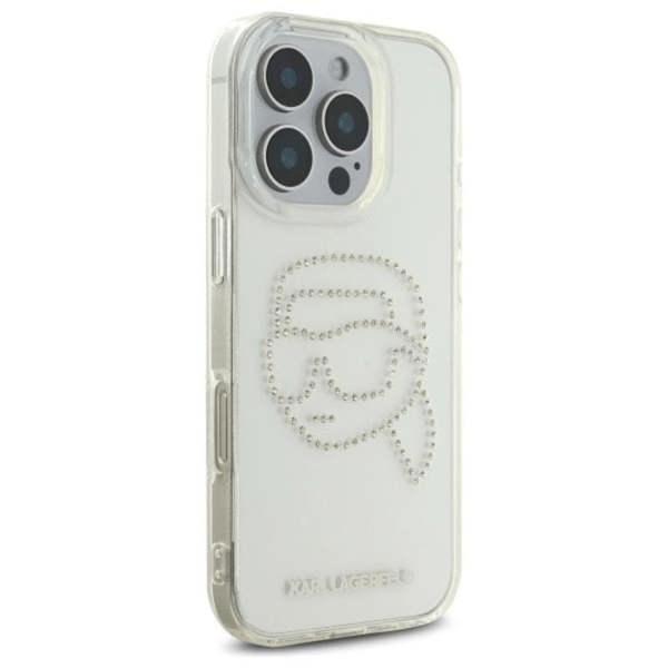 Karl Lagerfeld IML Rhinestones Karl Head Case for iPhone 16 Pro Max 6.9" Clear - KLHCP16XHKHDCELT