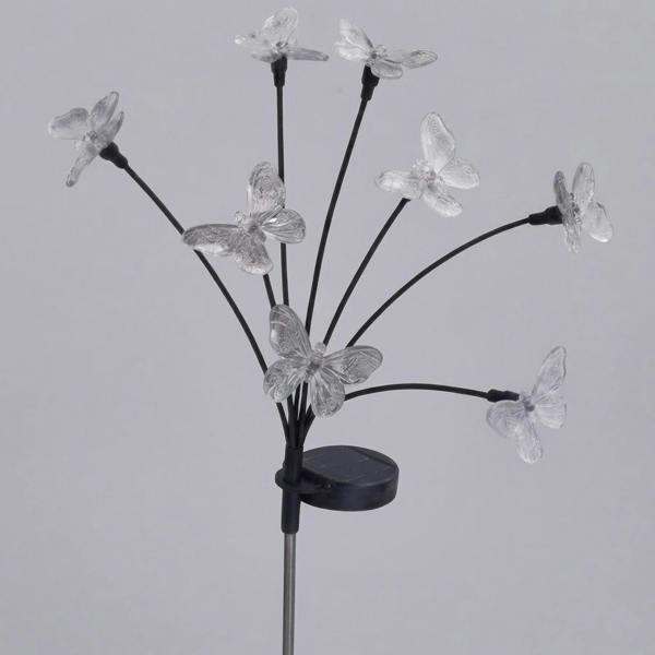 Decorative Solar Butterfly Lights, 8-Stem Warm White Swaying Garden & Patio Décor