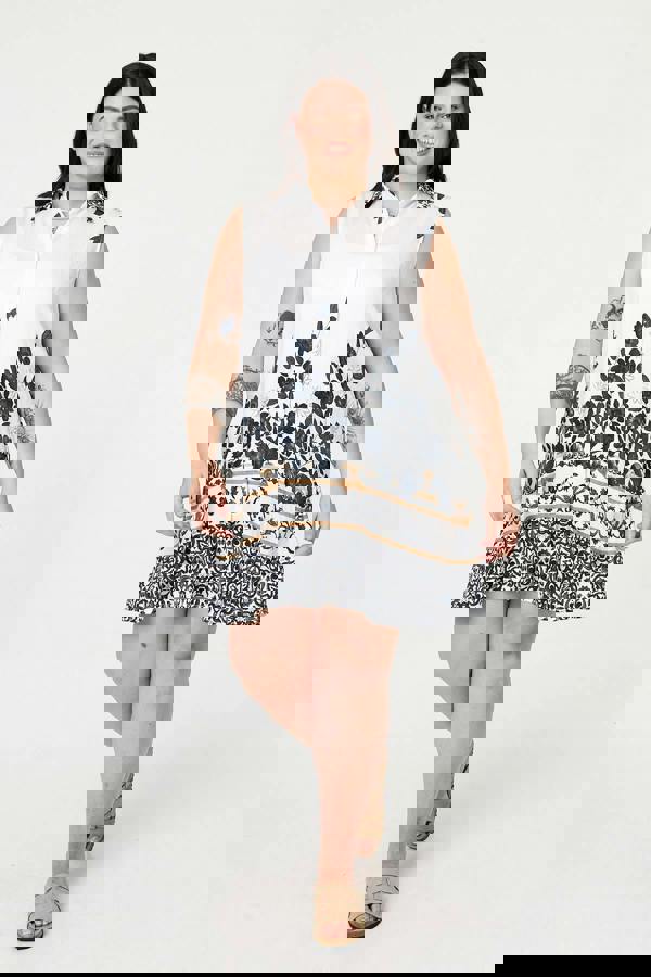 Black | Curve Floral Knee Length Shirt Dress