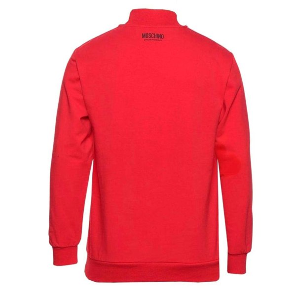 Moschino Quarter Zip Tape Logo Sweater - Red