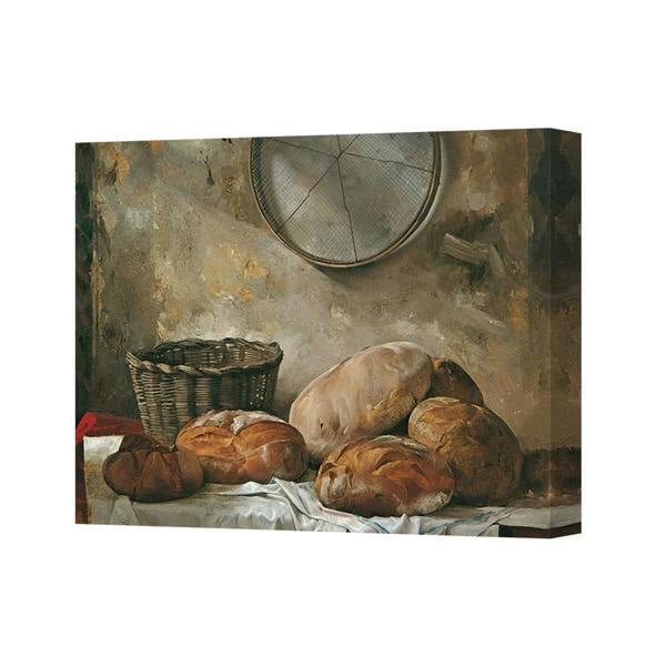Benjamin Tate Design Vintage Bread Still Life Canvas Wall Art Rustic Bakery Kitchen Decor