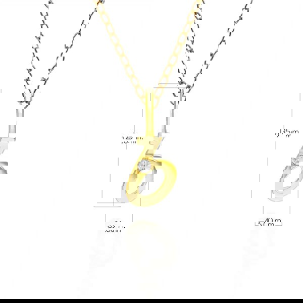 191P0773019 Alphabet Letter B Diamond pendant in 9ct Yellow Gold Dimensions