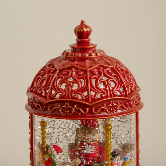 Samuel Alexander 23cm Dual Powered Christmas Water Spinner Lantern with Rotating Nutcracker Scene
