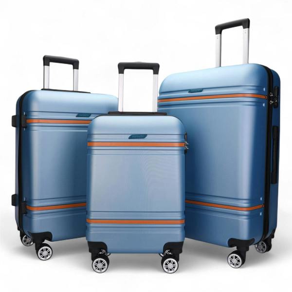 Infinity Luggage Hard Shell Modern Dual 4 Wheel Luggage Suitcase Set