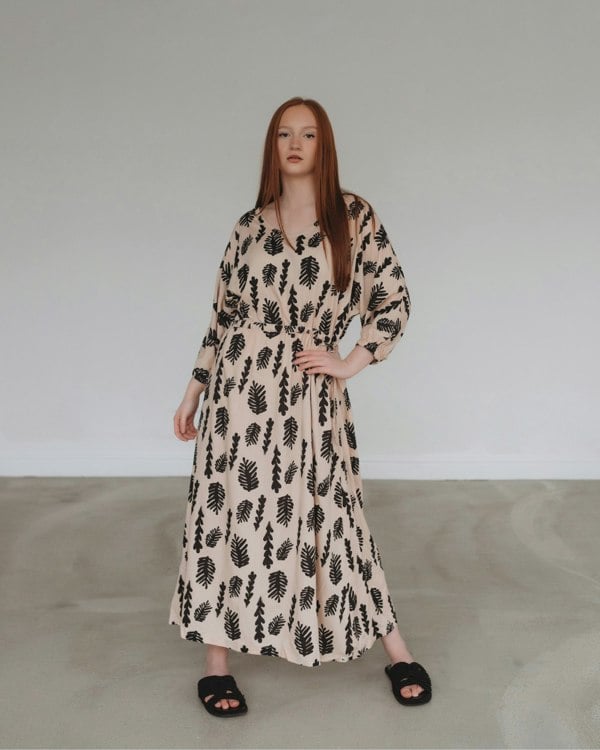 Eco viscose in Kaya Cream Seaweed Print Maxi Dress-image 2