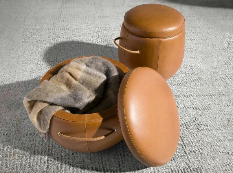Angel Cerdá Camel leather pouffe 5171