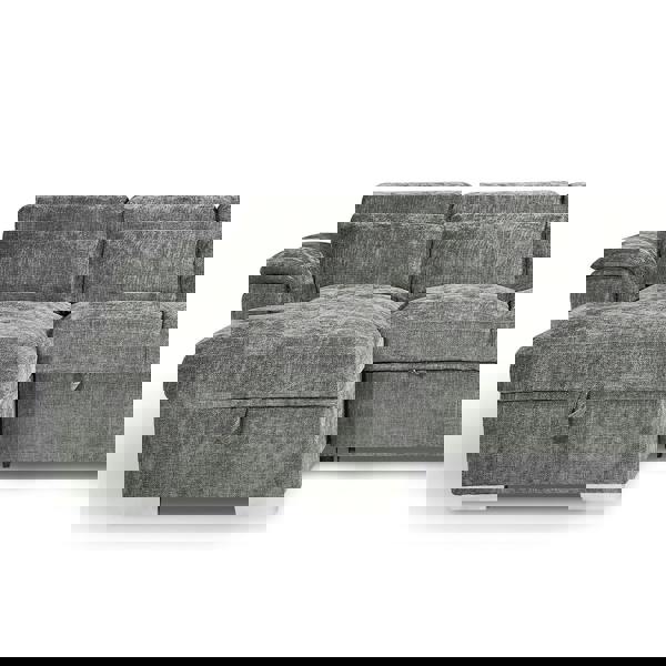 Furnishings For Less Alora 4–5 Seater Grey Fabric U-Shaped Sofa with Storage & Headrests