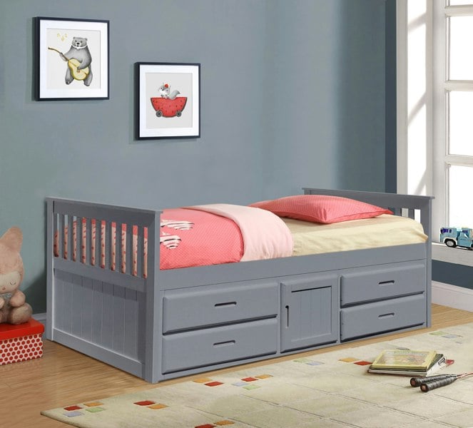 Comfy Living 3ft Captains Cabin Bed In Grey White or Caramel with Drawers and Storage