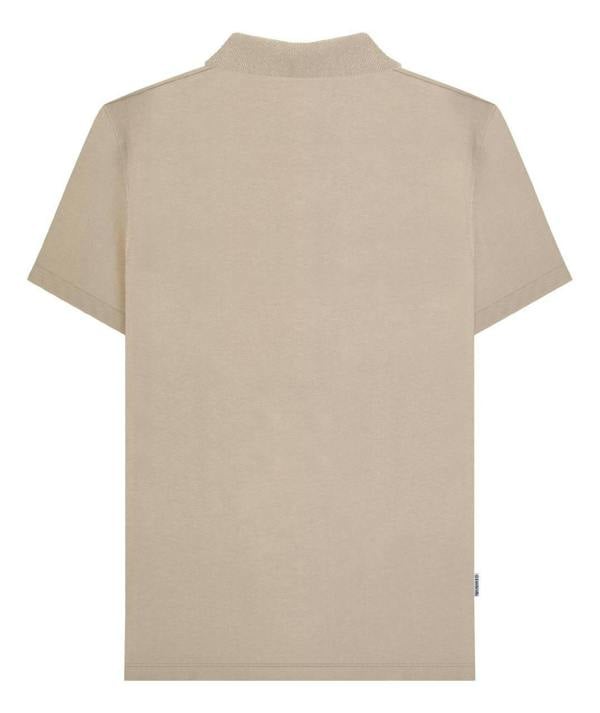 Lambretta Mens Vintage Classic Mod Ska Casual Smart Polo shirt, back view of a beige short-sleeve polo with a ribbed collar.