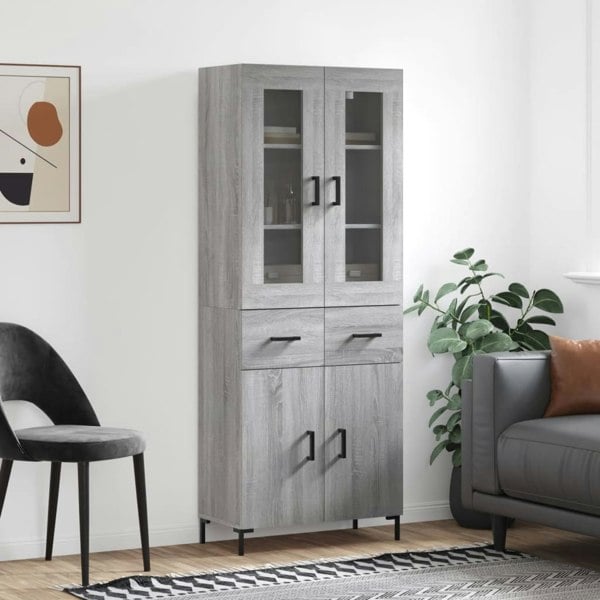Berkfield Highboard Grey Sonoma 69.5x34x180 cm Engineered Wood