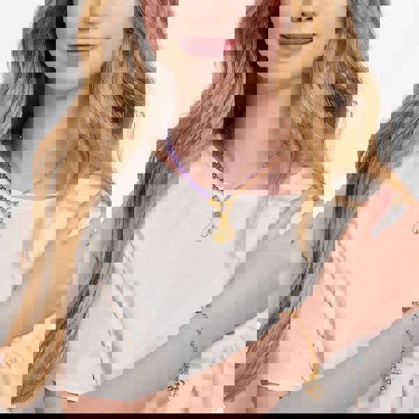 THOMAS SABO Gold Plated Member Charm Violet Bead Necklace KE2190-427-13-L45V