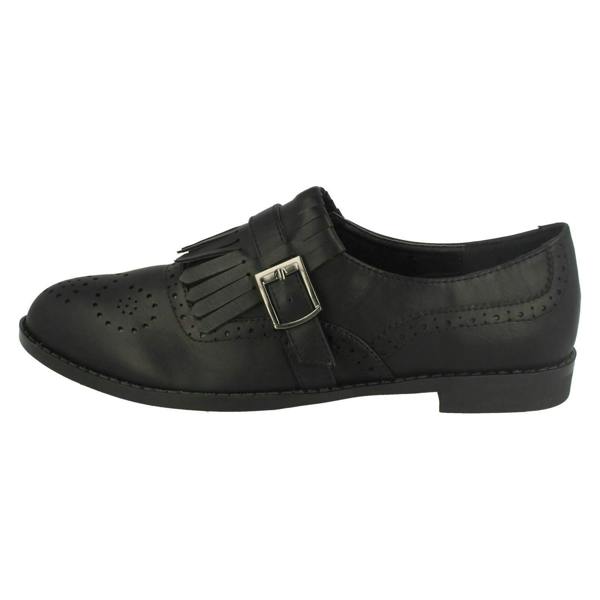 Spot On Ladies Spot On Brogue Style Slip On Shoes
