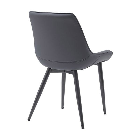 MMT Furniture Designs Dining Chairs Set of 2, Grey or Tan Bucket Style, High Back with Black Legs (Dark Grey)