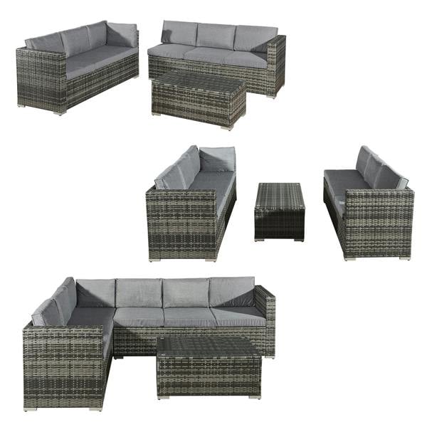acorn rattan 6 seat corner sofa set in walnut grey