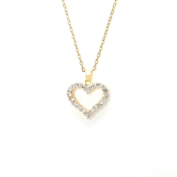 Say It With Heart Stone Necklace - Yellow Gold