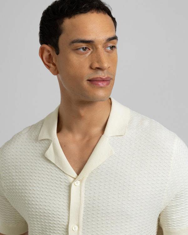 Steel & Jelly Aldgate - Chevron Textured Knitted Short Sleeve Shirt