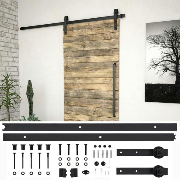 Berkfield Sliding Door SKIEN Hardware Kit 200 cm Steel Black