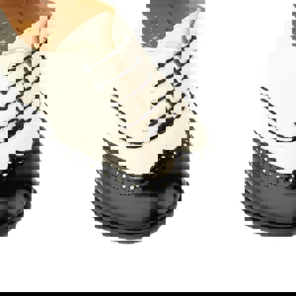 Embassy London Casino - Black & Cream - Women's black and cream leather oxford pump in 3 inch heel