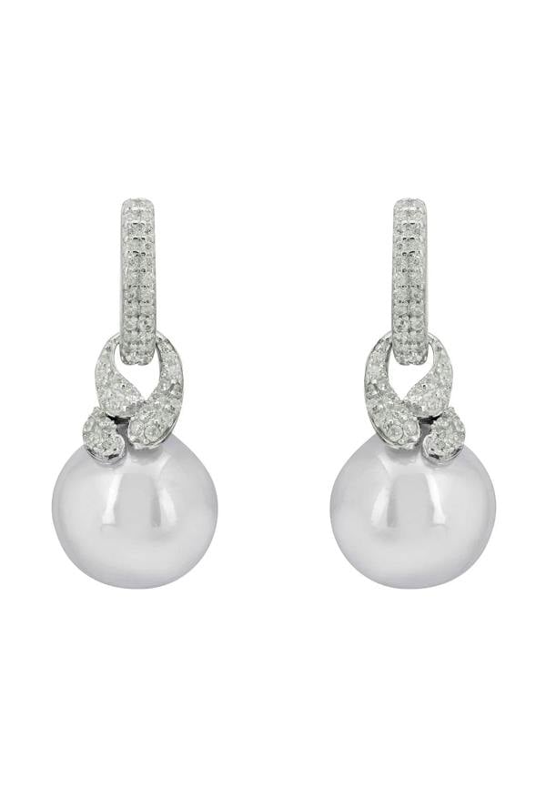 Silver knot and pearl earrings.