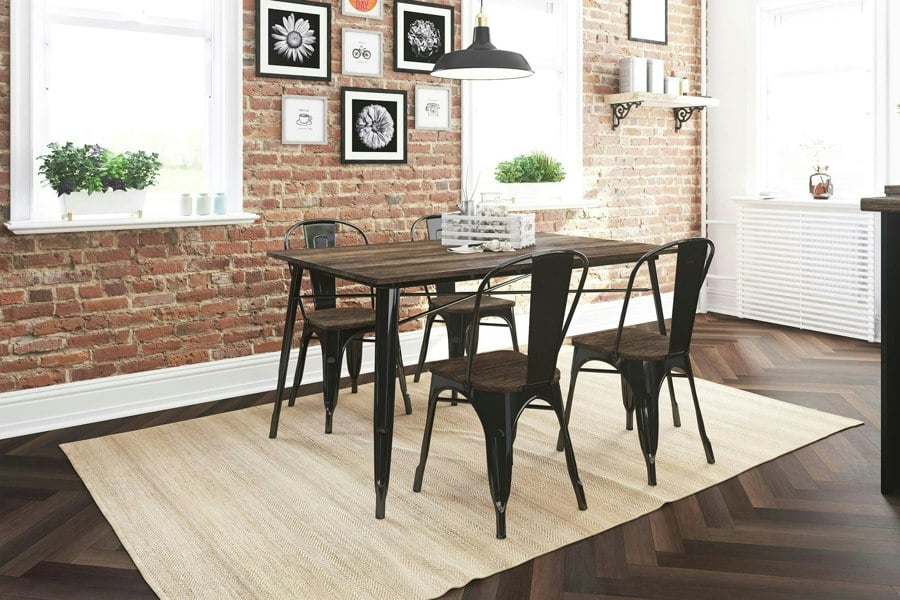 Dorel Home BLK FUSION RECTANGULAR DINING TABLE + 4 CHAIRS SET
