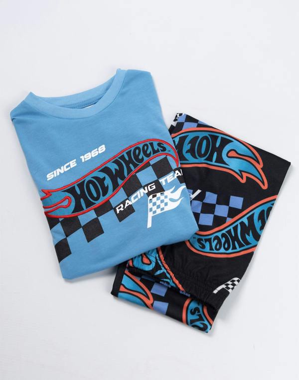 Vanilla Underground Hot Wheels Boys Multicoloured Racing Team Long Sleeve Long Leg Pyjama and Jumper 3 Piece Set