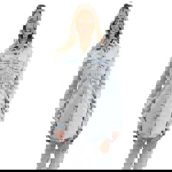 Off White Womens/Ladies Diagonal Long-Sleeved Shirt - Blue/White