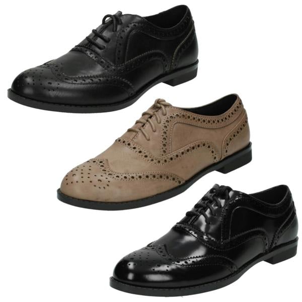 Spot On Ladies Spot On Casual Brogue Style Shoes