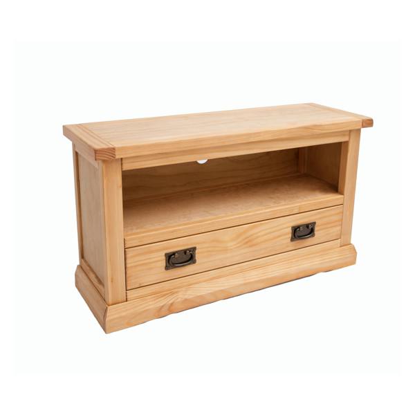 Cabinet Bits Lucca Waxed 1 Drawer TV Cabinet Brass Drop Handle
