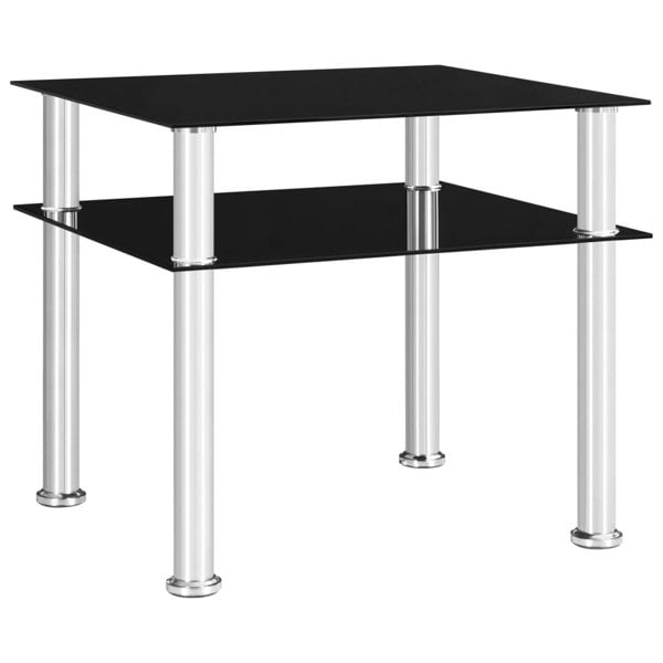 Berkfield Side Table Black 45x50x45 cm Tempered Glass