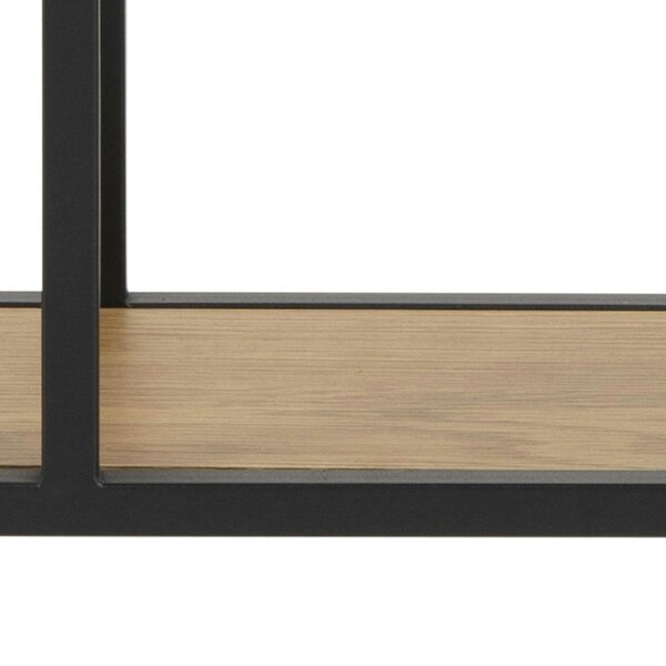 Wyld Haus El Paso Black Metal and Wild Oak Veneer Octagonal Wall Shelf 4 Black Wooden Shelves