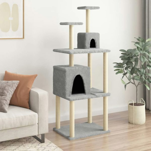 Berkfield Cat Tree with Sisal Scratching Posts Light Grey 167 cm