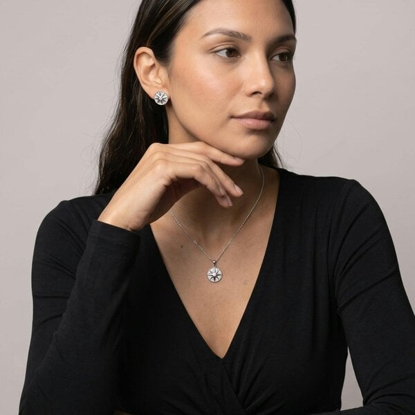 Uchi & Soto Enso Silver Star Pendant Necklace and Earrings Set