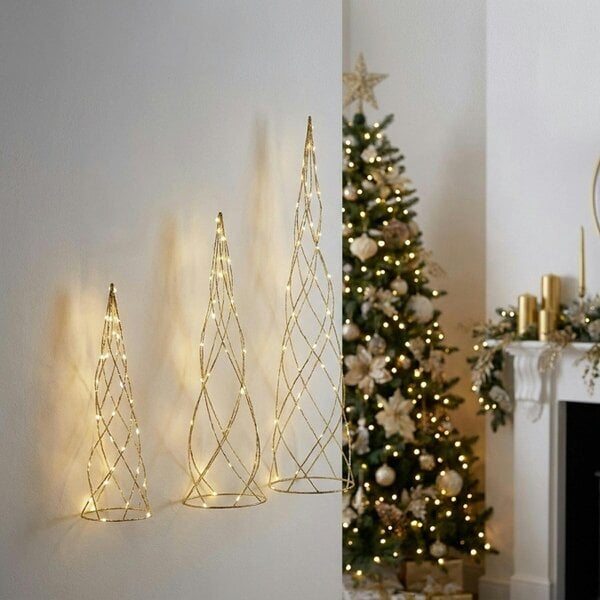 Garden Greatness Spiral LED Light Tree Ornament Set of 3