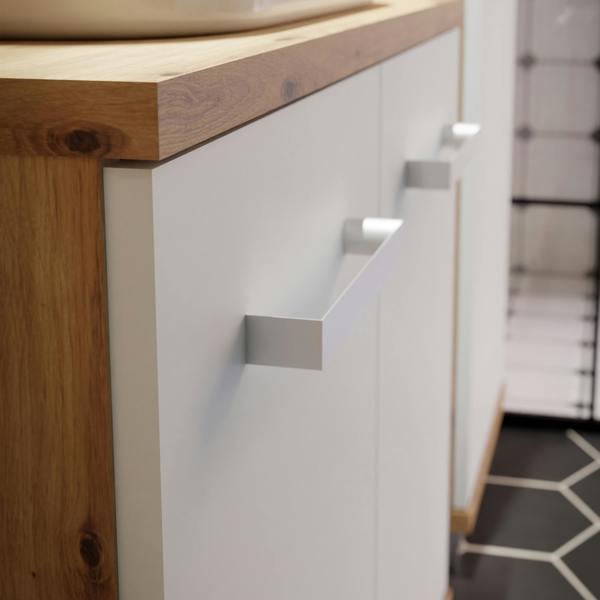 Furniture To Go Veris Bathroom Cupboard with 1 Door & 1 Drawer in Artisan Oak and Light Grey
