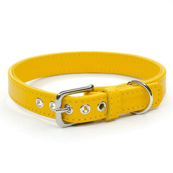 yellow leather dog collar - Petiquette Collars